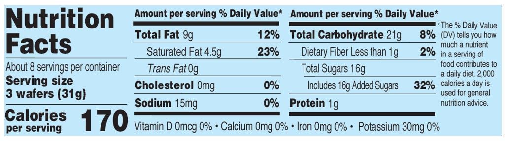 OSEM Vanilla Wafers Nutrition