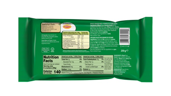 Osem Sesame Cracker 8.8 OZ. (Back)